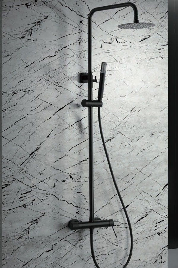 Imex - Conjunto de ducha monomando Line negro mate - BricoandPool