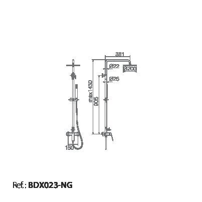 Imex - Conjunto de ducha monomando Lúxor negro mate - BricoandPool