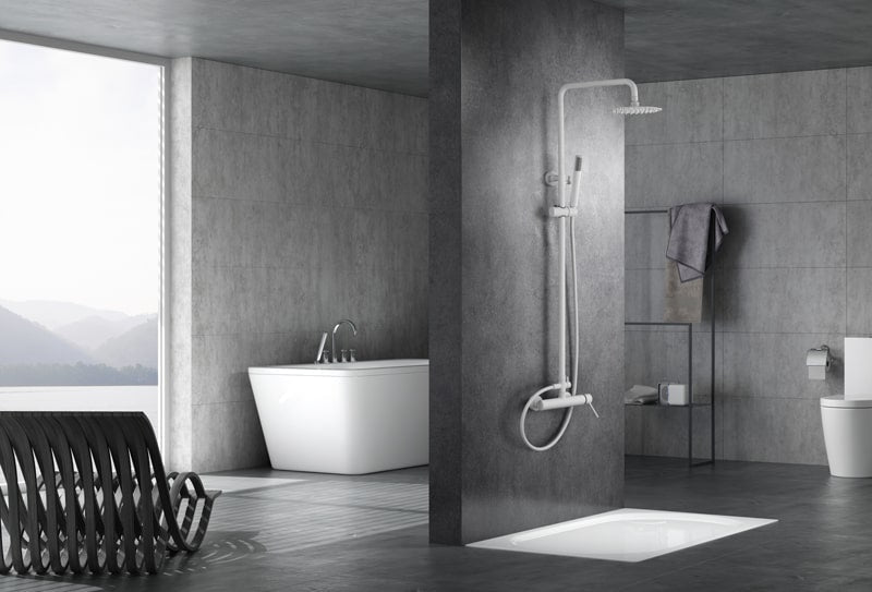 Imex - Conjunto de ducha monomando Milos blanco mate - BricoandPool