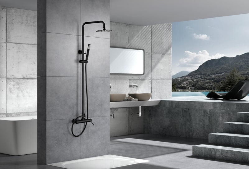 Imex - Conjunto de ducha monomando Milos negro mate - BricoandPool