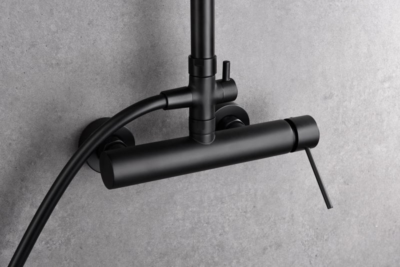 Imex - Conjunto de ducha monomando Milos negro mate - BricoandPool