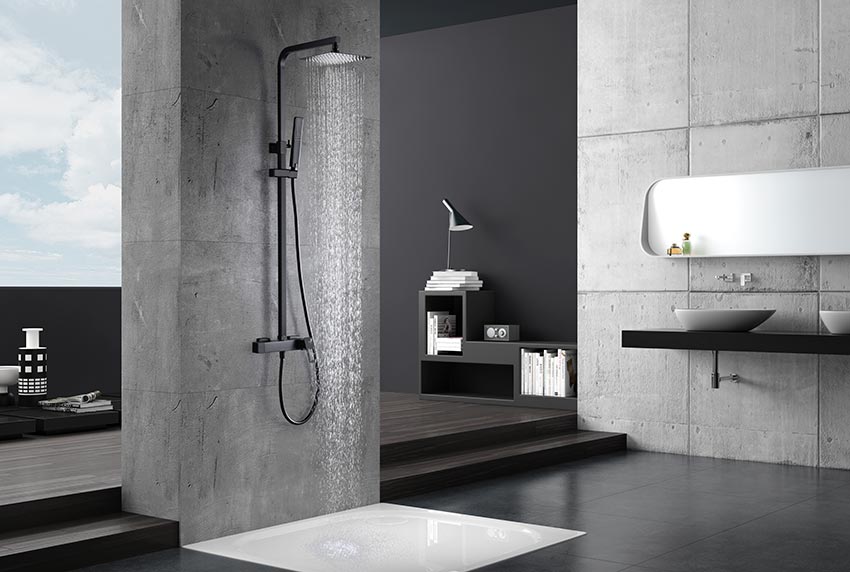 Imex - Conjunto de ducha monomando Suecia negro mate - BricoandPool