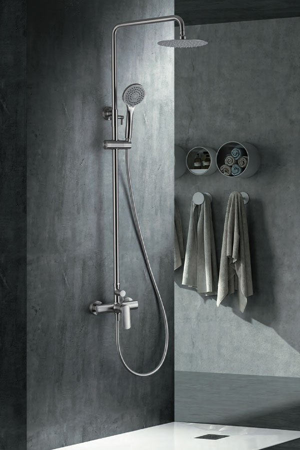 Imex - Conjunto de ducha monomando Ural níquel cepillado - BricoandPool