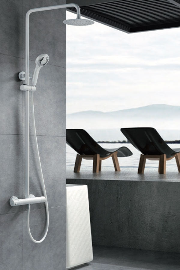 Imex - Conjunto de ducha termostático Kent blanco mate - BricoandPool