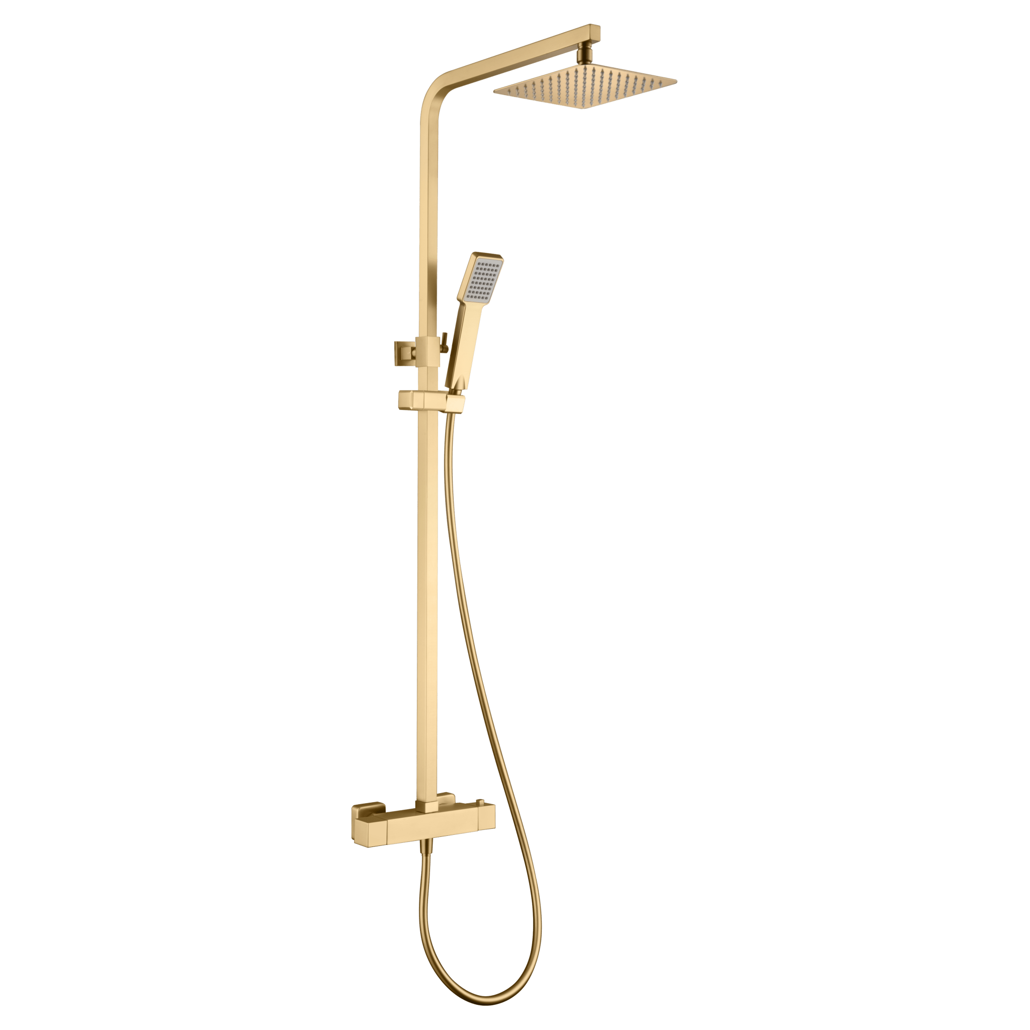 Imex - Conjunto de ducha termostático Vigo oro cepillado - BricoandPool