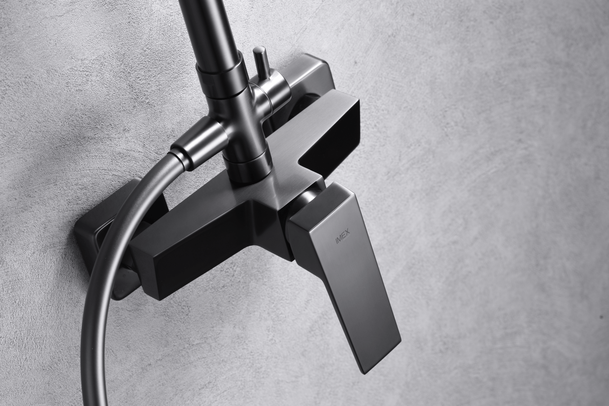 Imex - Conjunto ducha monomando Art black gun metal - BricoandPool