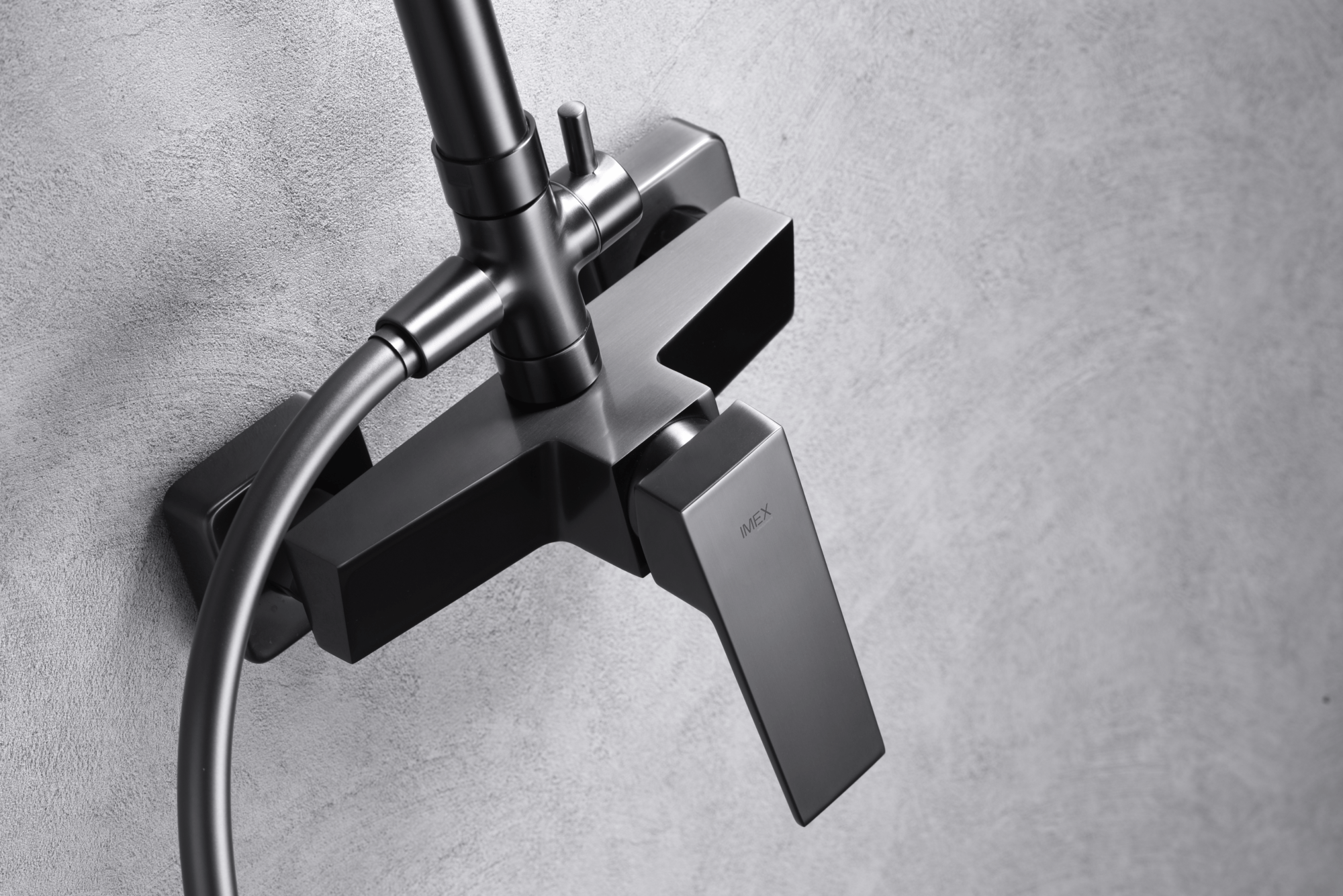Imex - Conjunto ducha monomando Art black gun metal - BricoandPool