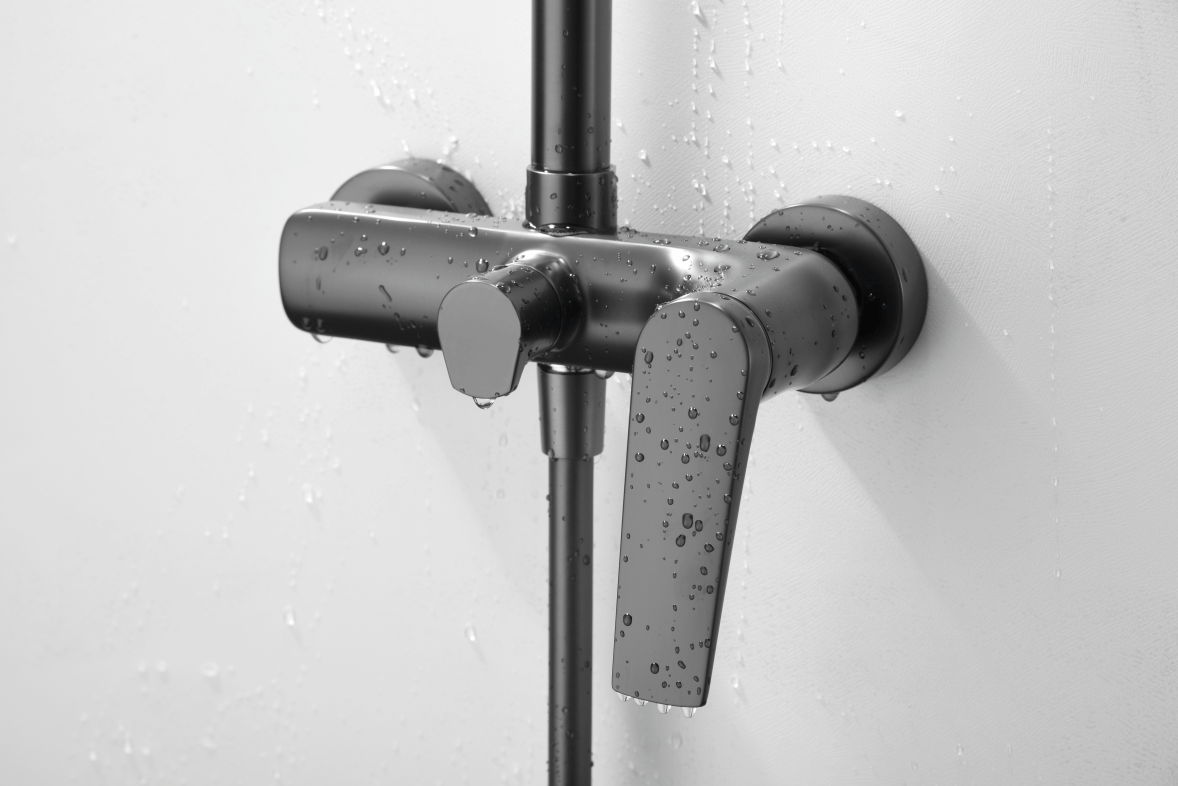 Imex - Conjunto ducha monomando Delos black gun metal - BricoandPool