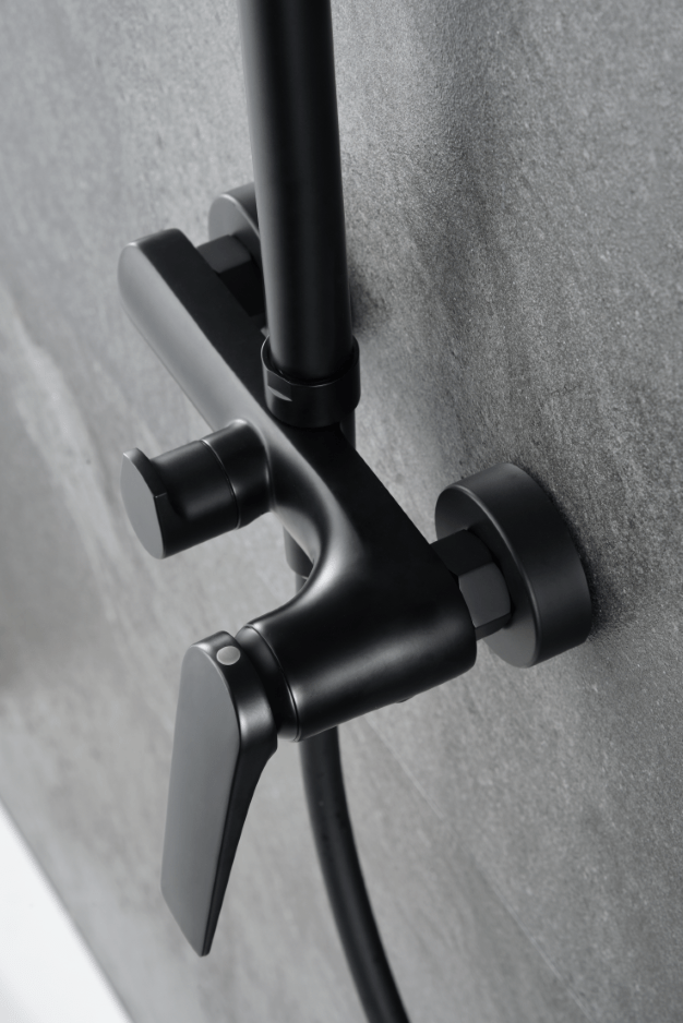 Imex - Conjunto ducha monomando Delos negro mate - BricoandPool