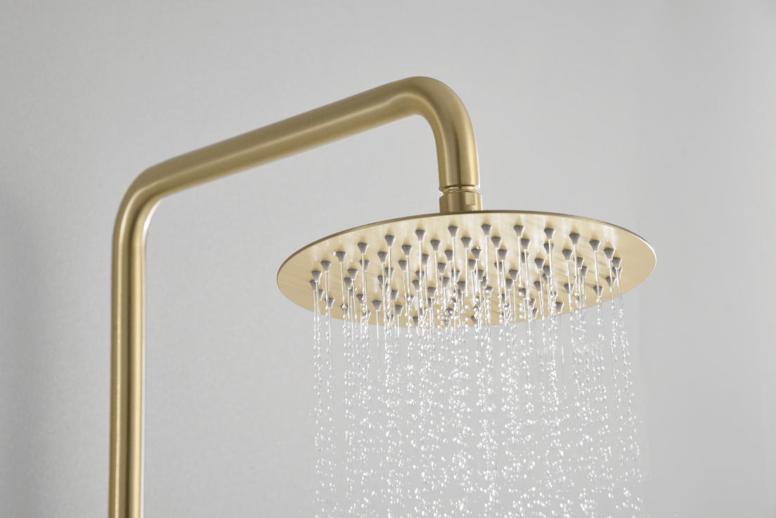 Imex - Conjunto ducha monomando Delos oro cepillado - BricoandPool