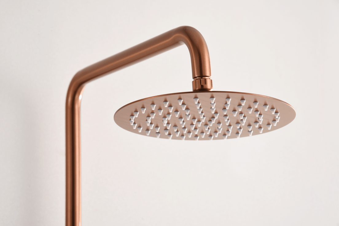 Imex - Conjunto ducha monomando Delos oro rosa cepillado - BricoandPool