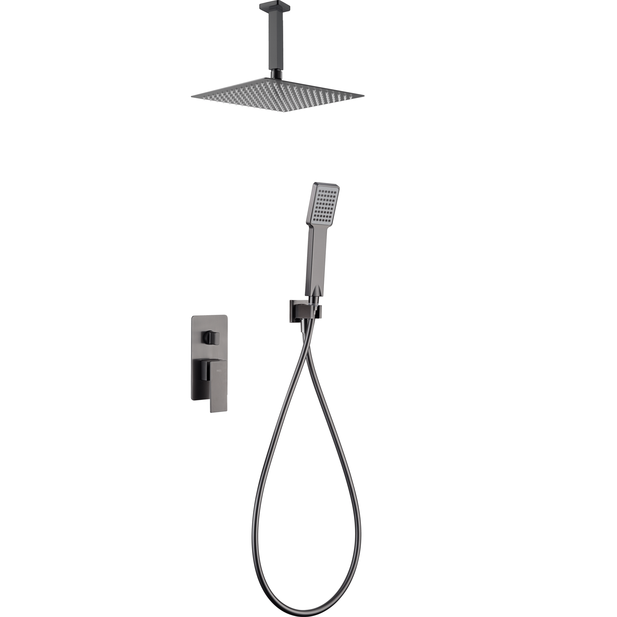 Imex - Conjunto ducha monomando empotrado Catania black gun metal - BricoandPool