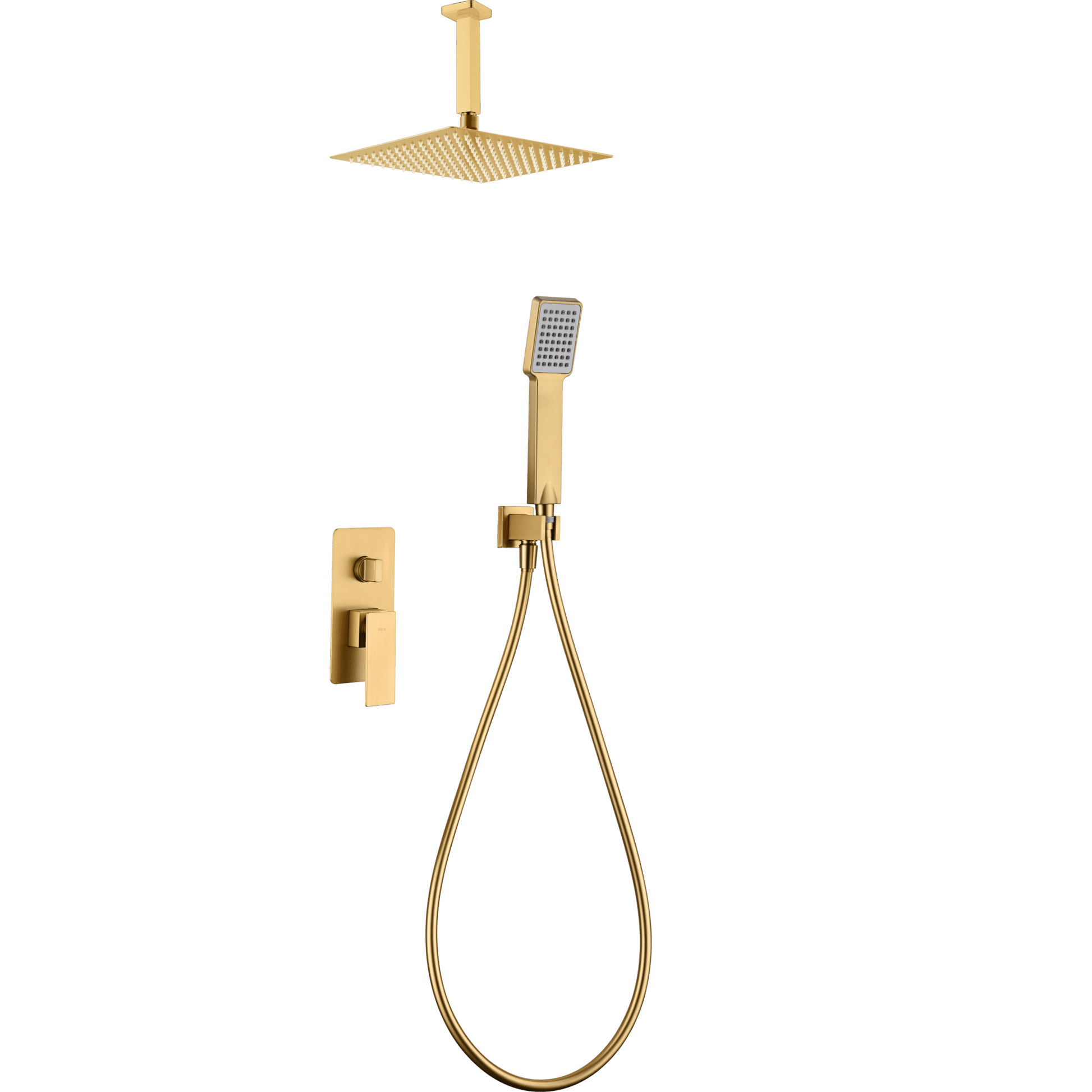 Imex - Conjunto ducha monomando empotrado Catania oro cepillado - BricoandPool