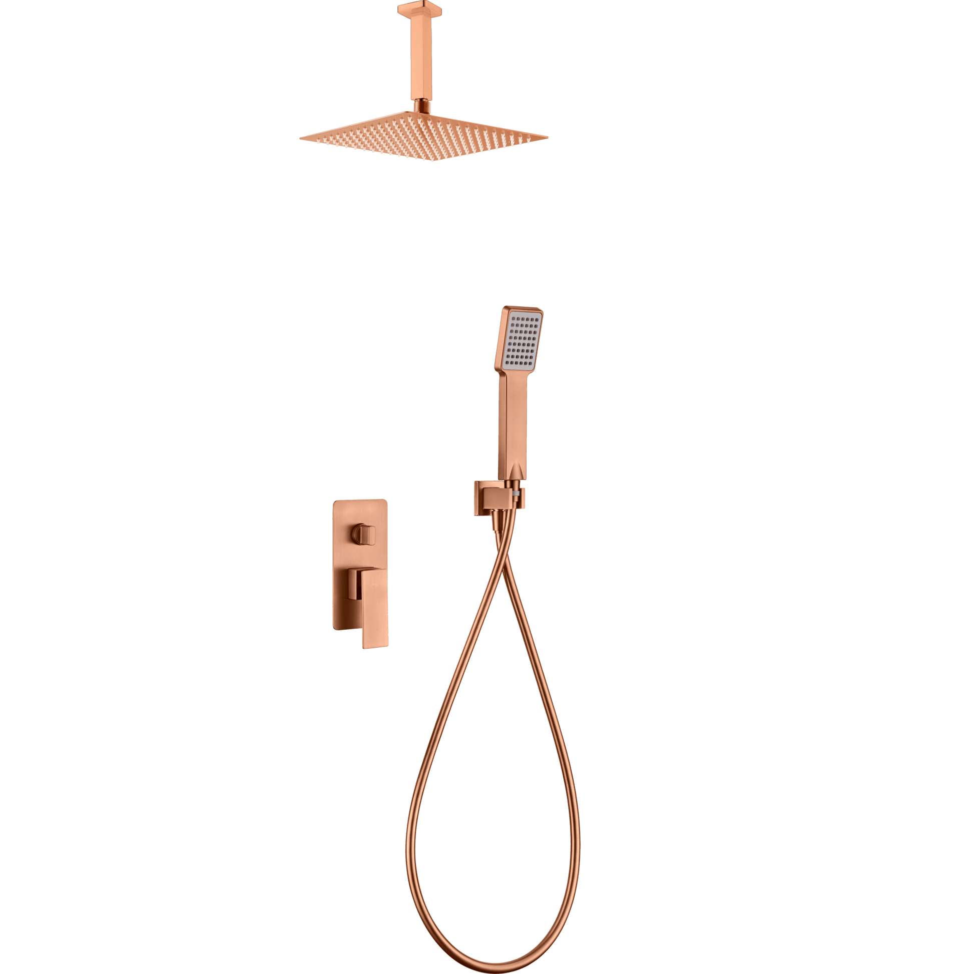 Imex - Conjunto ducha monomando empotrado Catania oro rosa cepillado - BricoandPool