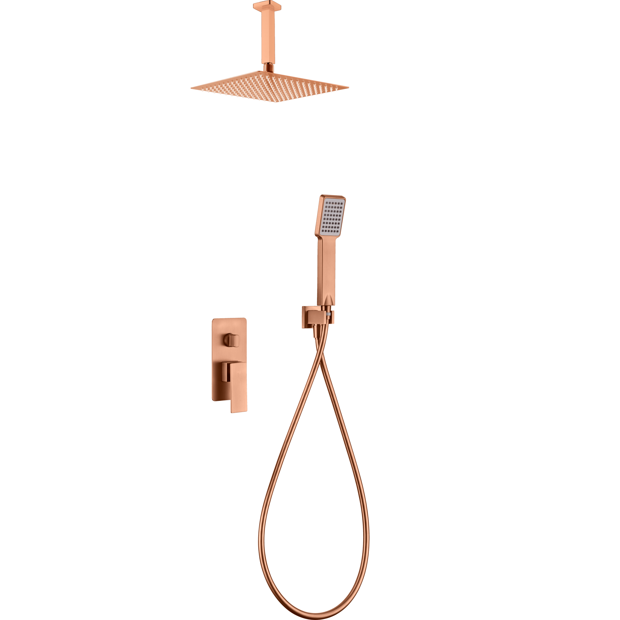 Imex - Conjunto ducha monomando empotrado Catania oro rosa cepillado - BricoandPool