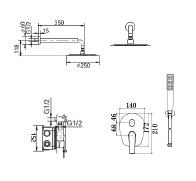 Imex - Conjunto ducha monomando empotrado Delos (acero S.316) - BricoandPool