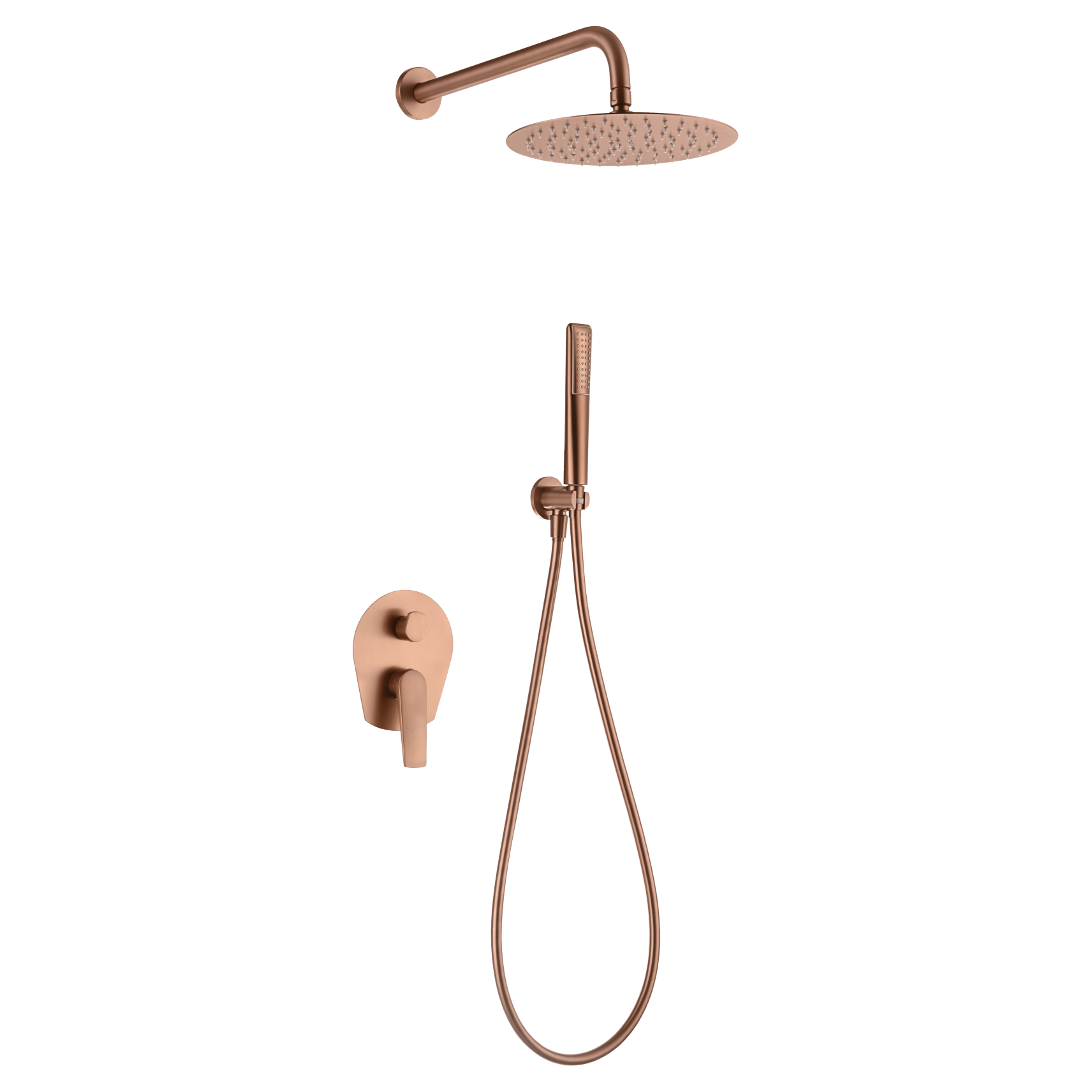 Imex - Conjunto ducha monomando empotrado Delos oro rosa cepillado - BricoandPool