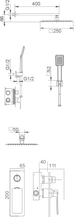 Imex - Conjunto ducha monomando empotrado Fiyi negro mate - BricoandPool