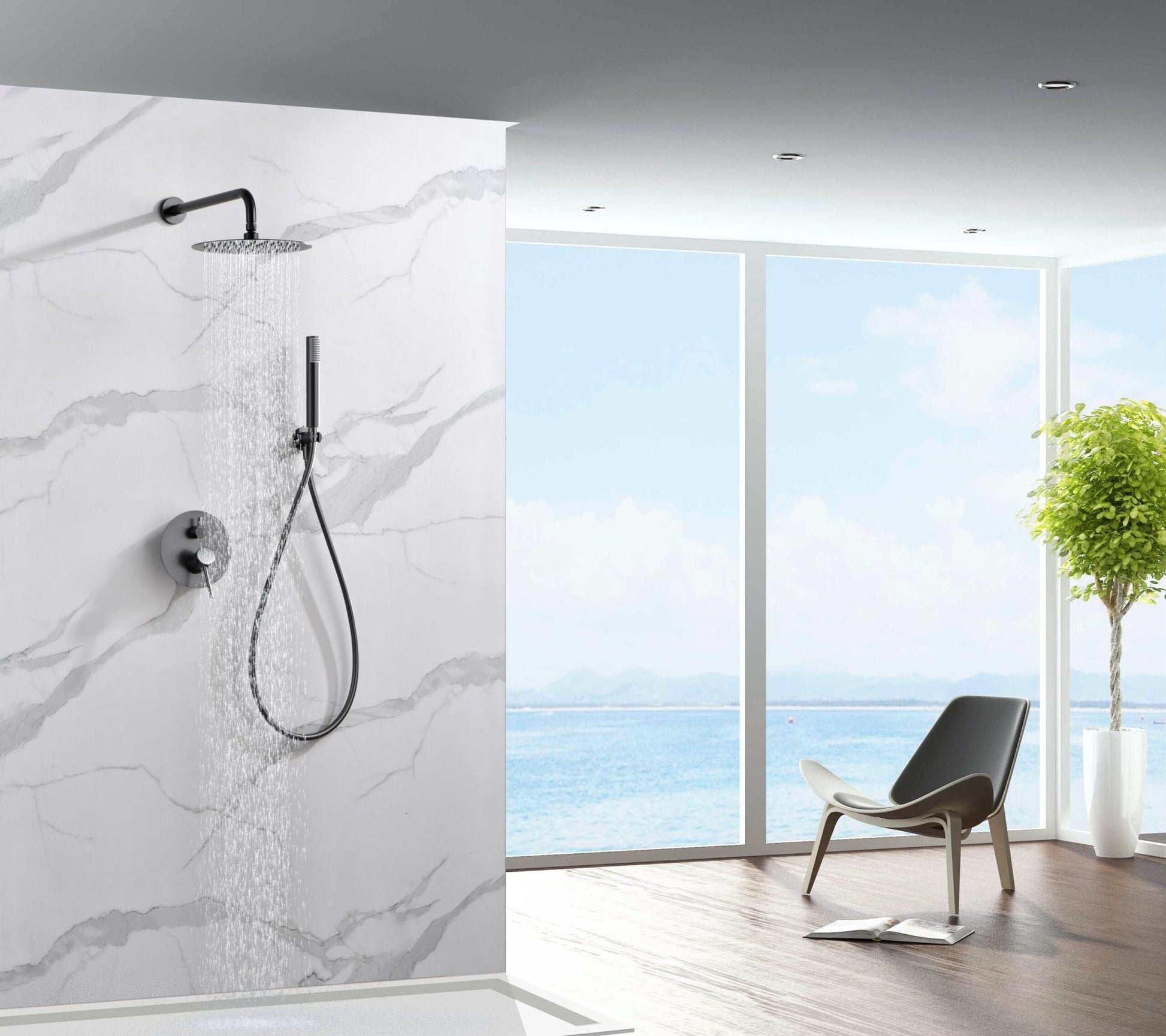 Imex - Conjunto ducha monomando empotrado Monza black gun metal - BricoandPool