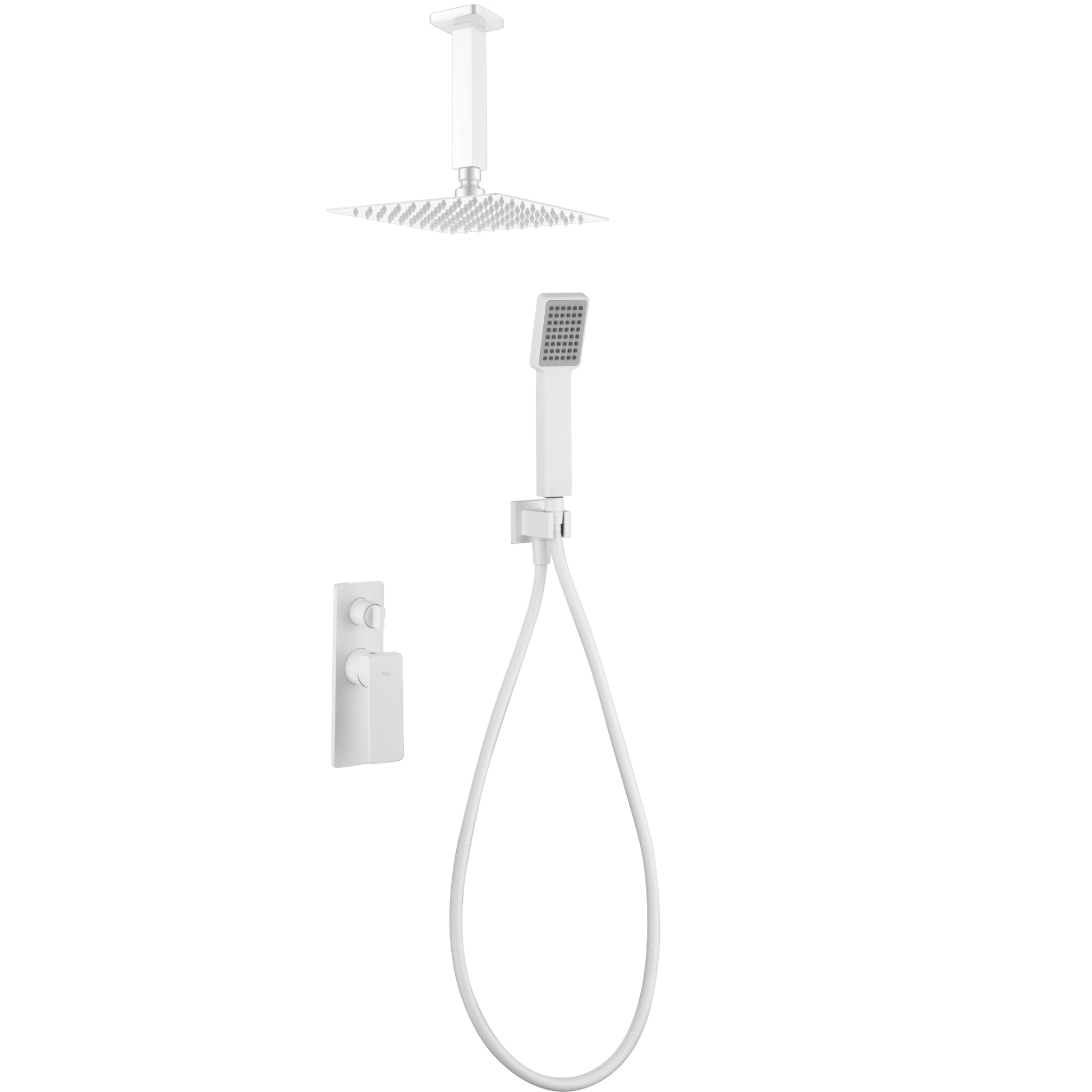 Imex - Conjunto ducha monomando empotrado Nadi blanco mate - BricoandPool