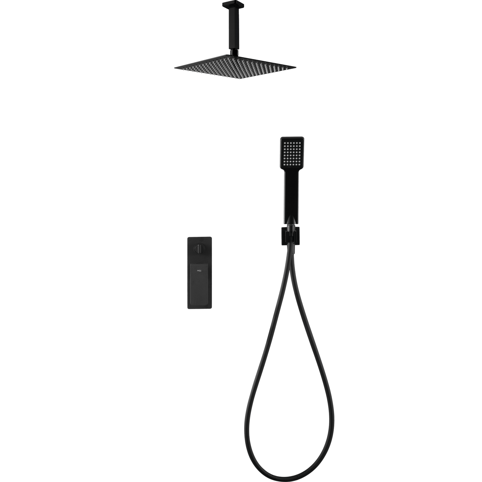 Imex - Conjunto ducha monomando empotrado Nadi negro mate - BricoandPool