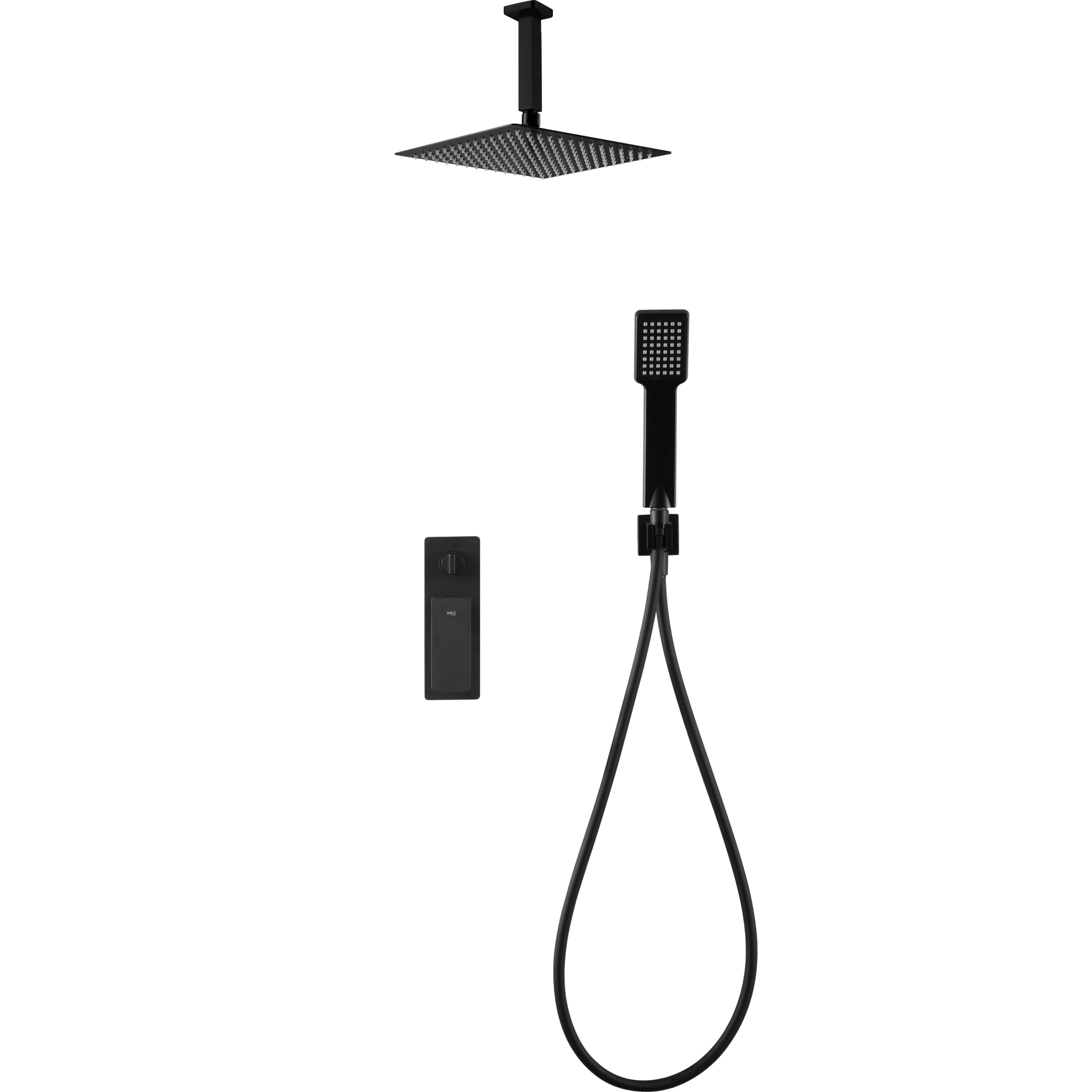 Imex - Conjunto ducha monomando empotrado Nadi negro mate - BricoandPool