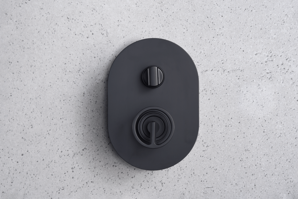 Imex - Conjunto ducha monomando empotrado Olimpo negro mate - BricoandPool