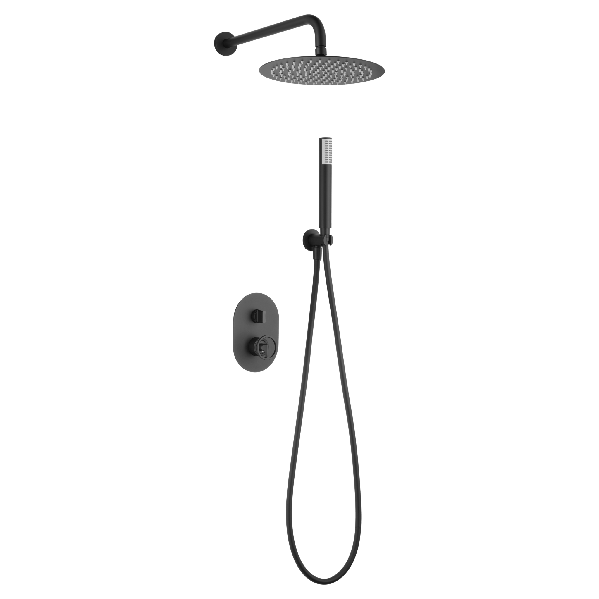 Imex - Conjunto ducha monomando empotrado Olimpo negro mate - BricoandPool