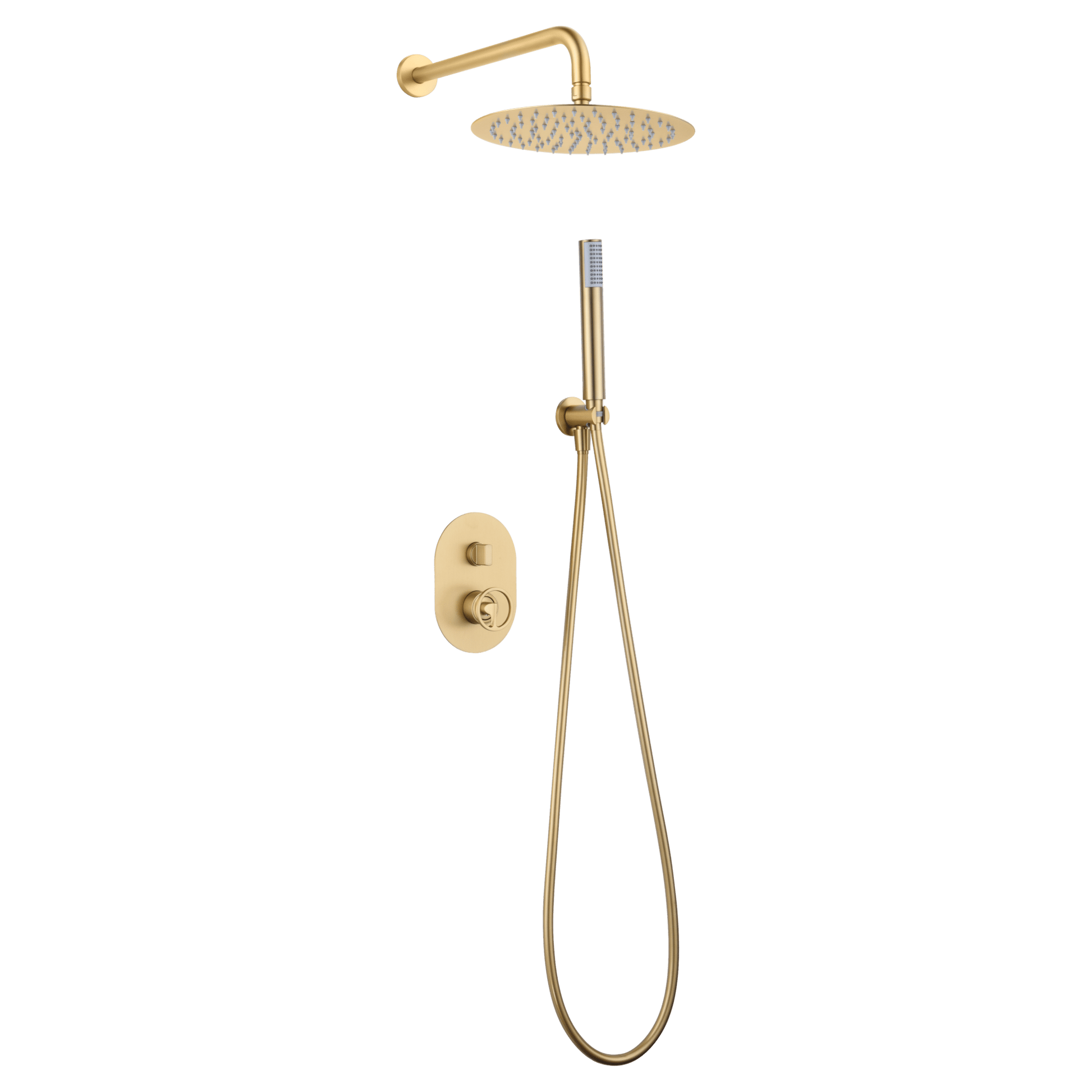 Imex - Conjunto ducha monomando empotrado Olimpo oro cepillado - BricoandPool