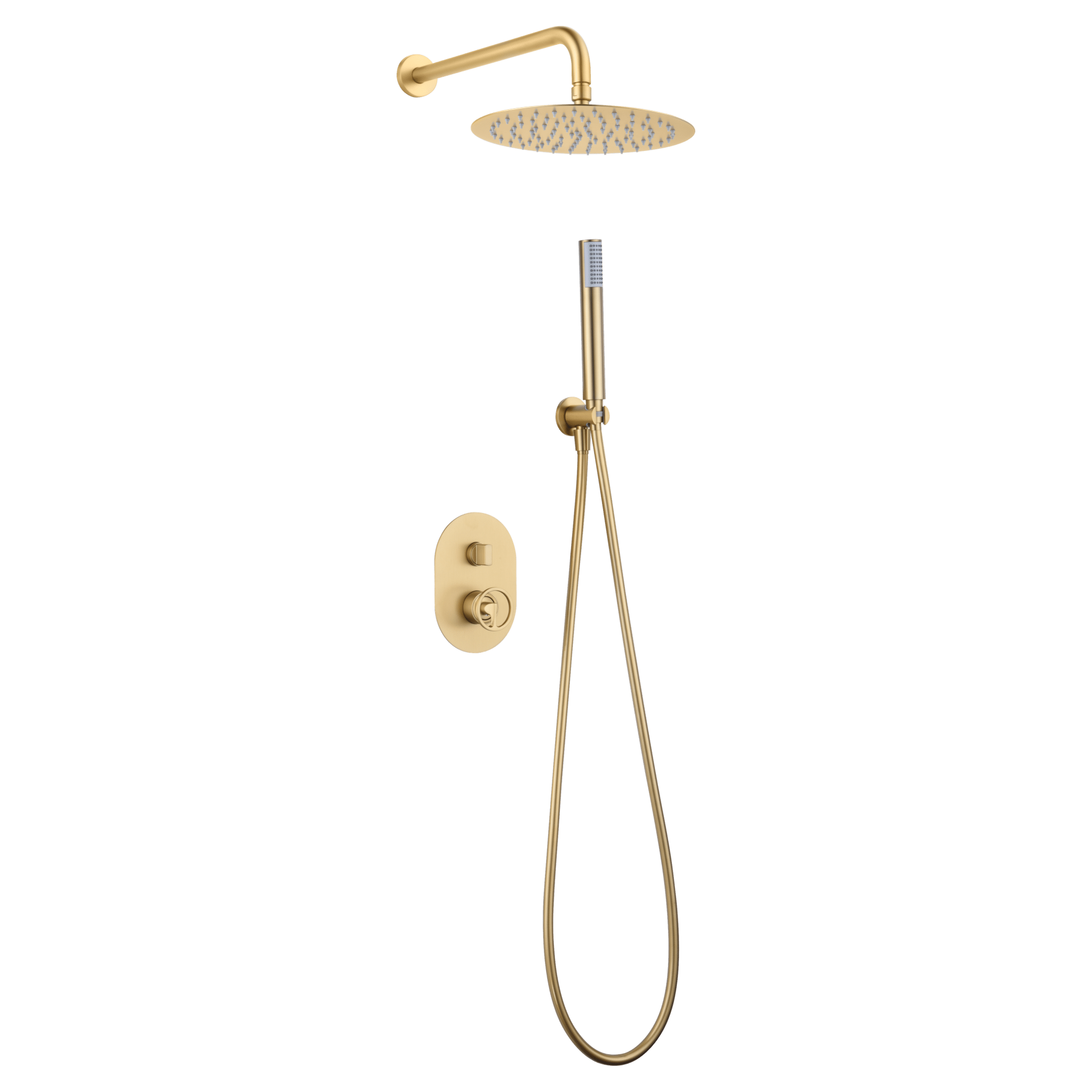 Imex - Conjunto ducha monomando empotrado Olimpo oro cepillado - BricoandPool