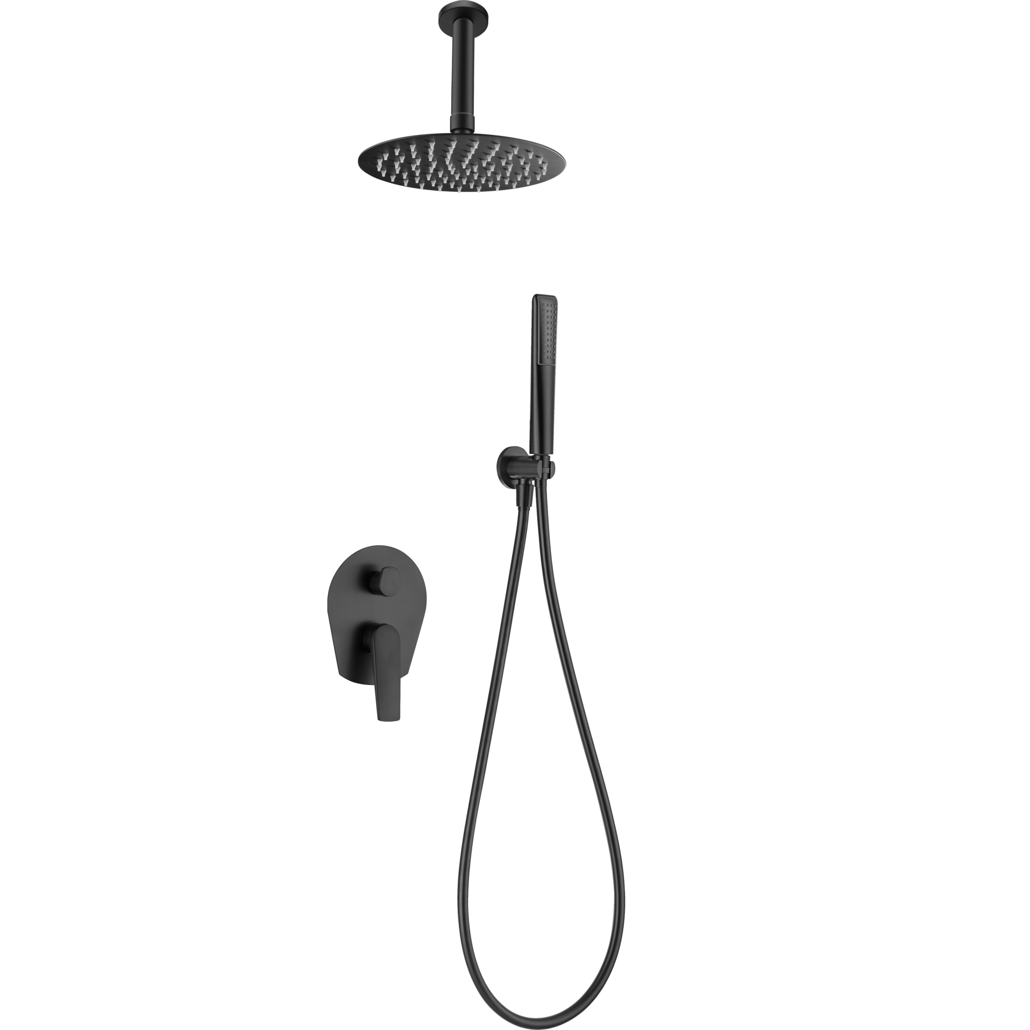 Imex - Conjunto ducha monomando empotrado Paros negro mate - BricoandPool