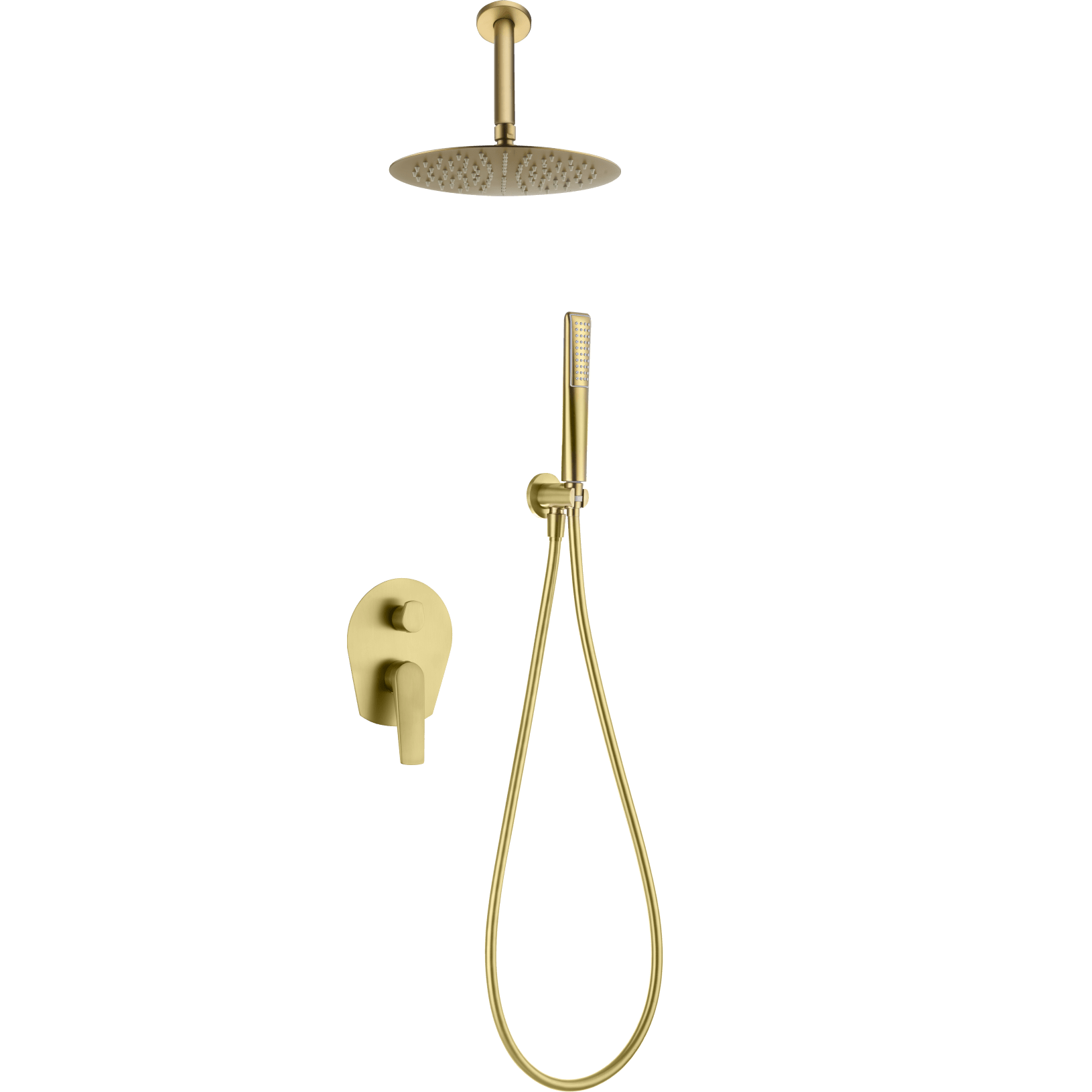 Imex - Conjunto ducha monomando empotrado Paros oro cepillado - BricoandPool