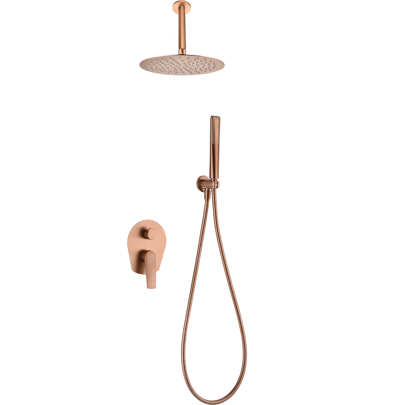 Imex - Conjunto ducha monomando empotrado Paros oro rosa cepillado - BricoandPool