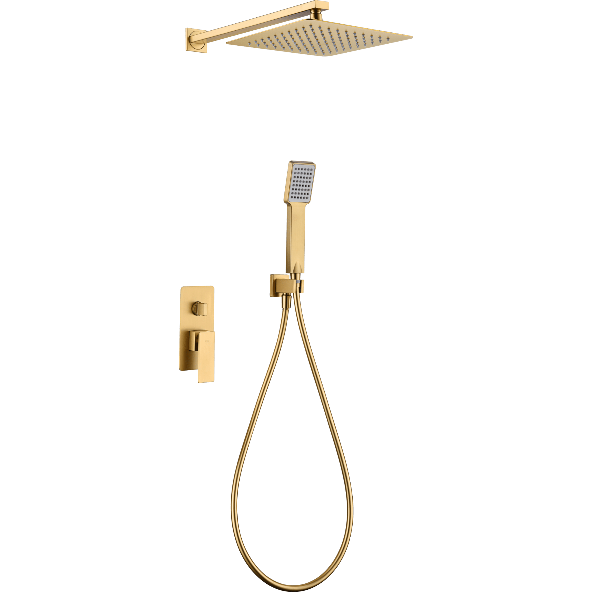 Imex - Conjunto ducha monomando empotrado Pisa oro cepillado - BricoandPool