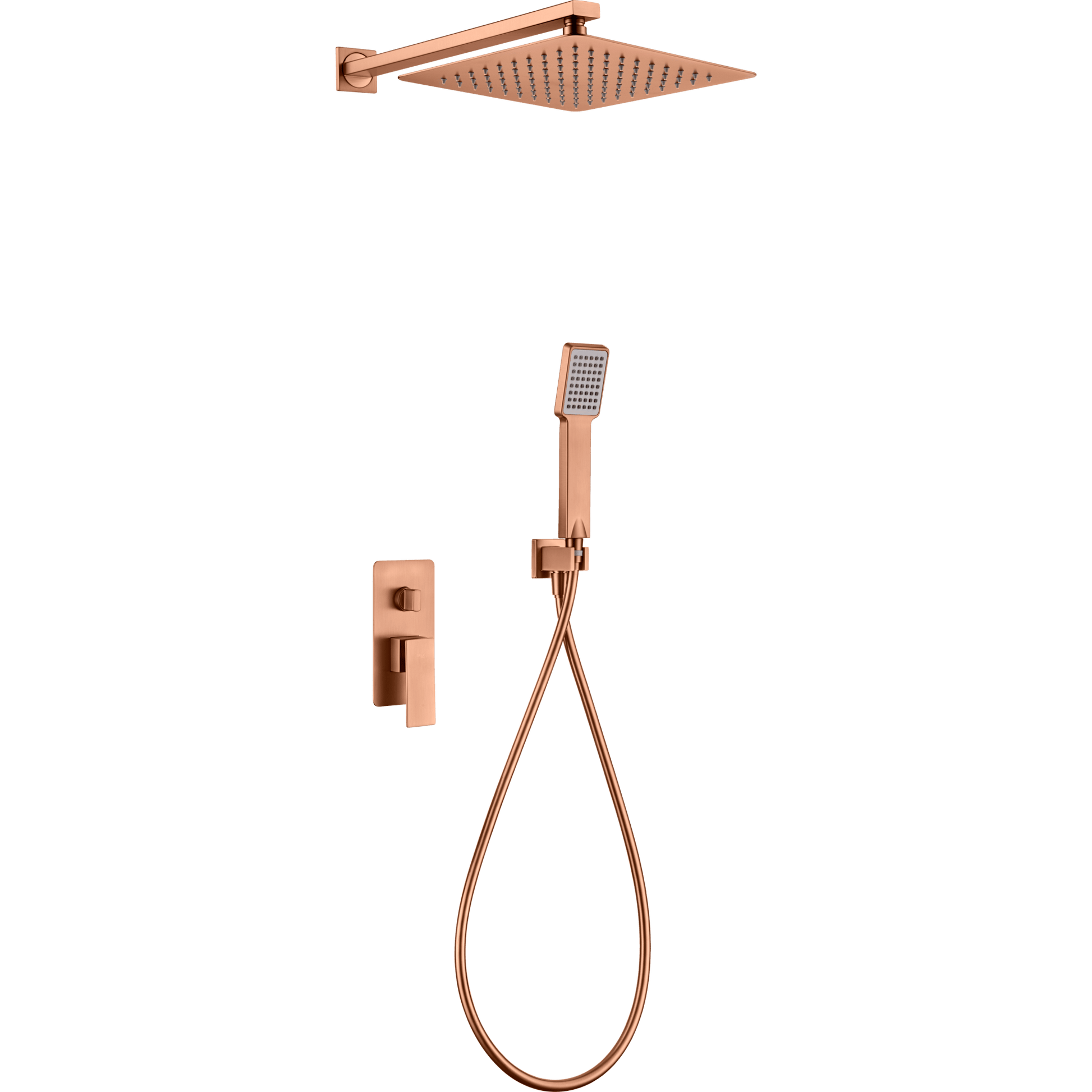 Imex - Conjunto ducha monomando empotrado Pisa oro rosa cepillado - BricoandPool