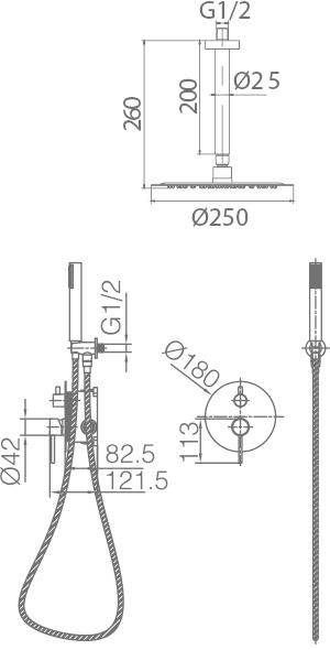 Imex - Conjunto ducha monomando empotrado Tívoli oro cepillado - BricoandPool