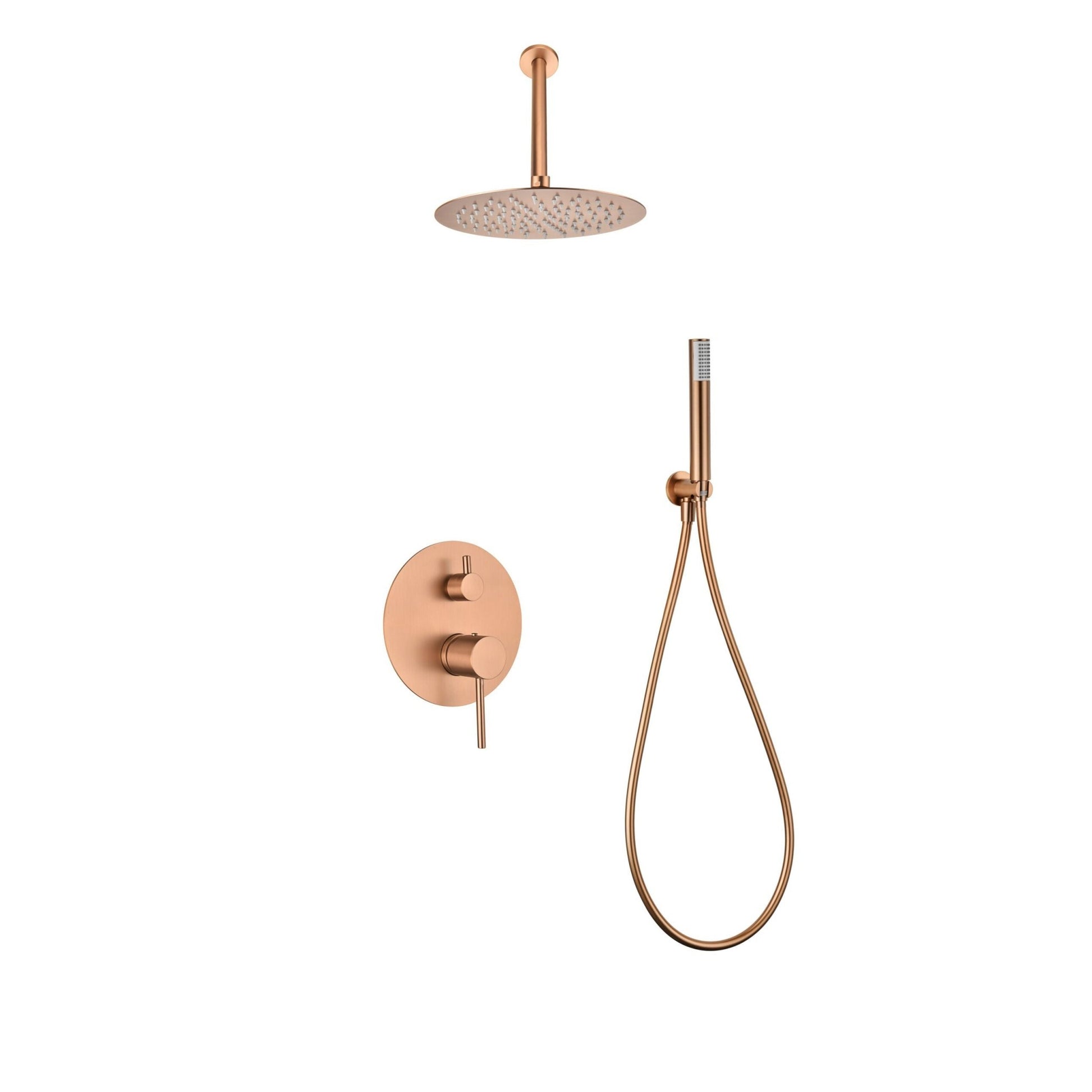 Imex - Conjunto ducha monomando empotrado Tívoli oro rosa cepillado - BricoandPool