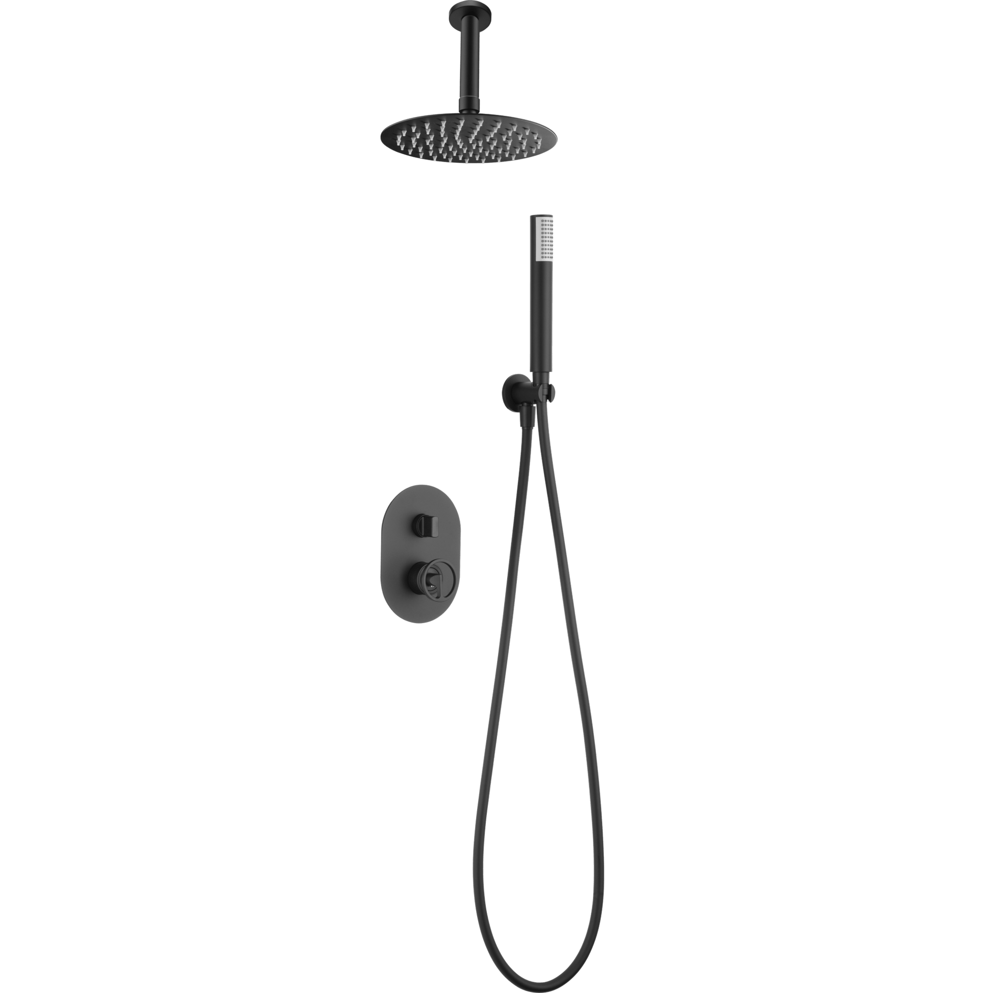 Imex - Conjunto ducha monomando empotrado Vesubio negro mate - BricoandPool