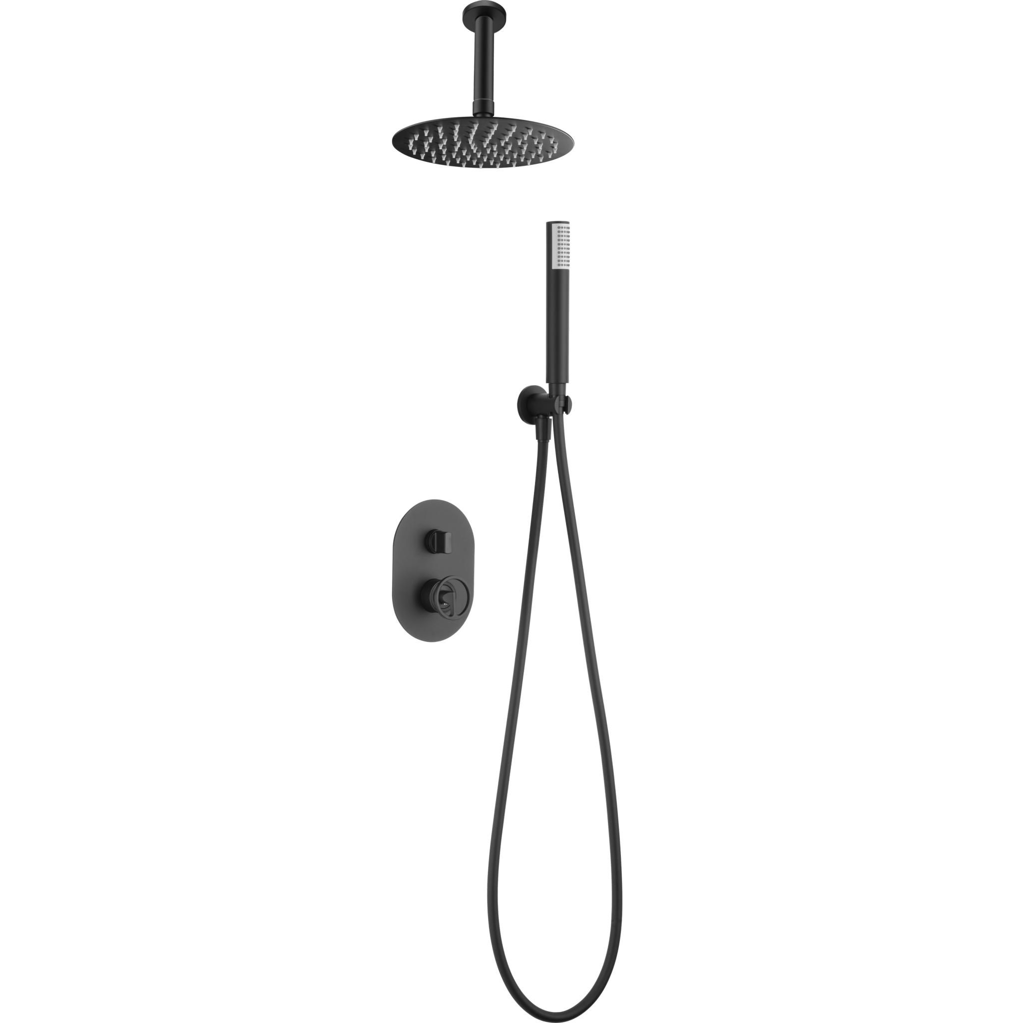 Imex - Conjunto ducha monomando empotrado Vesubio negro mate - BricoandPool