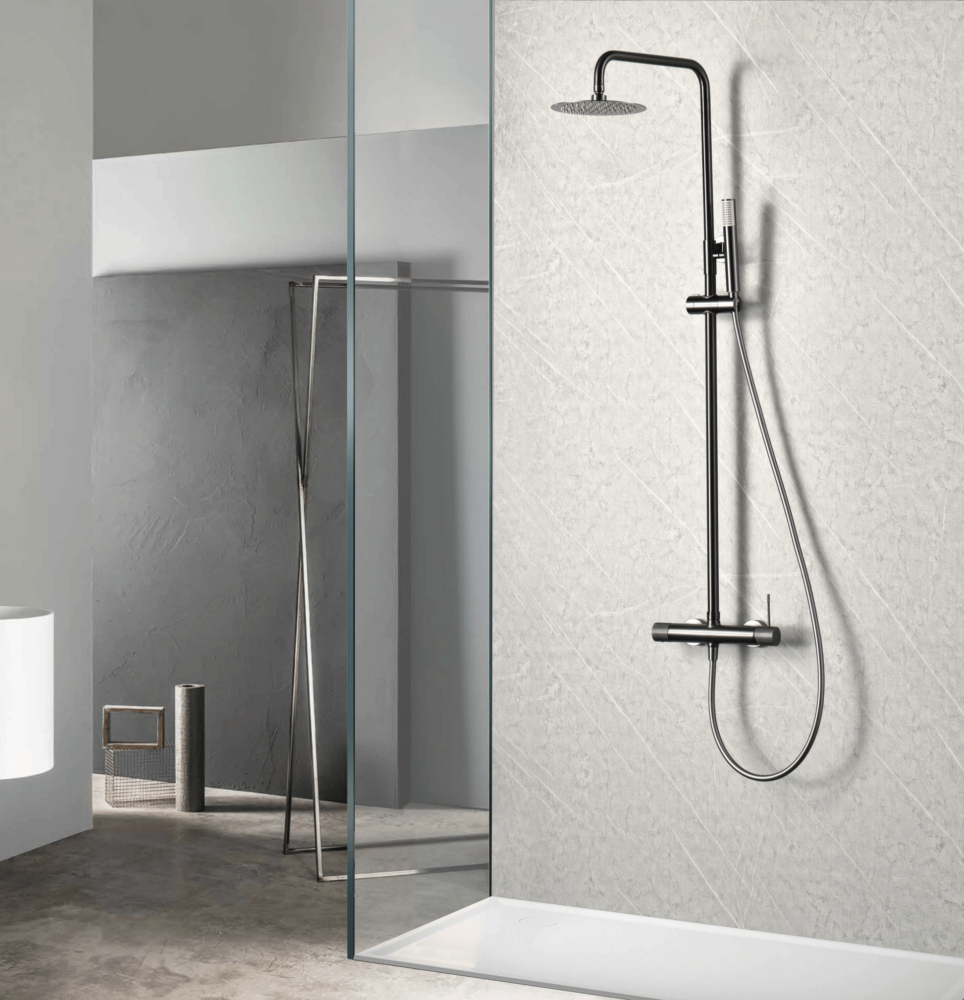 Imex - Conjunto ducha monomando Line black gun metal - BricoandPool