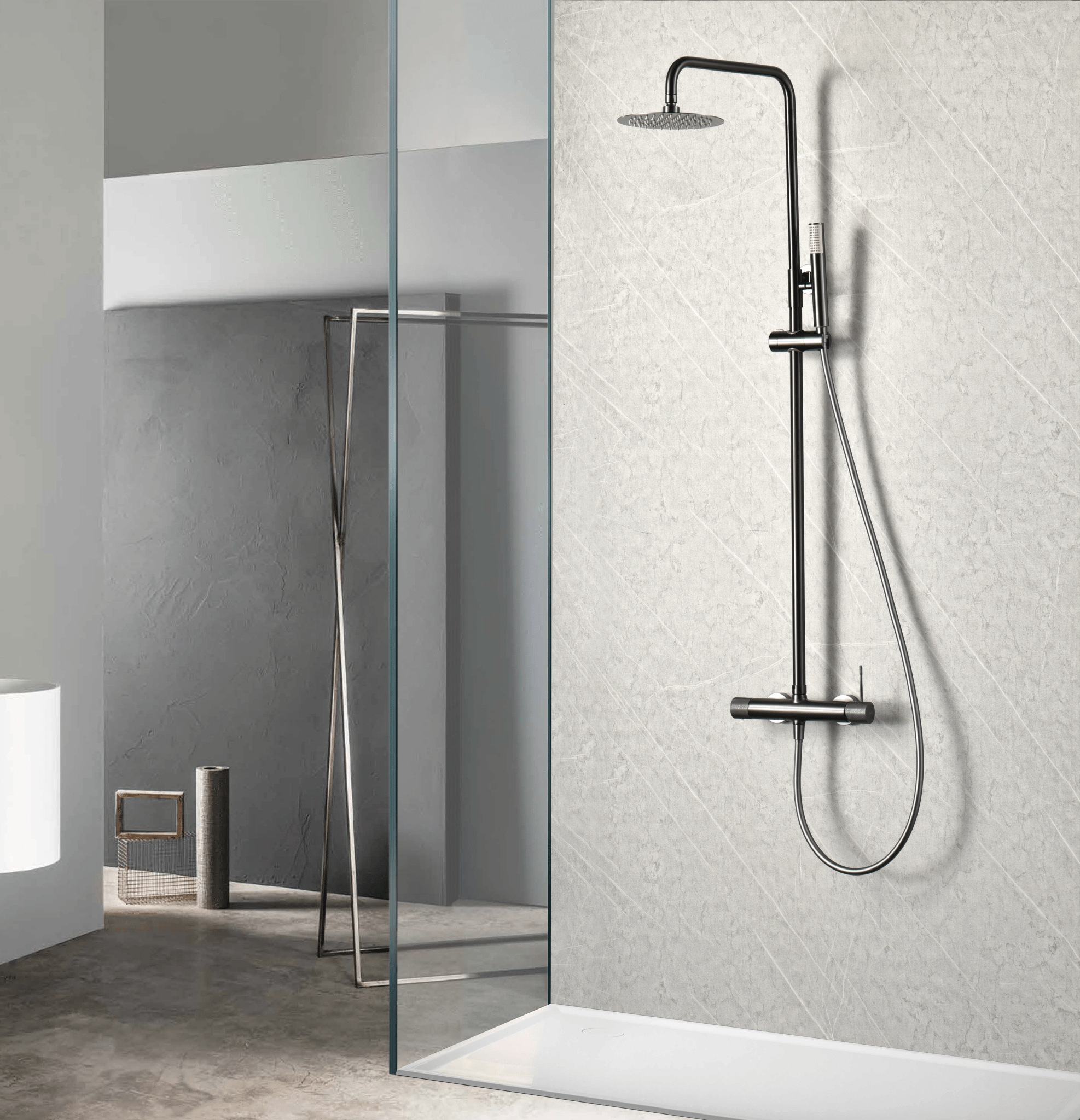 Imex - Conjunto ducha monomando Line black gun metal - BricoandPool