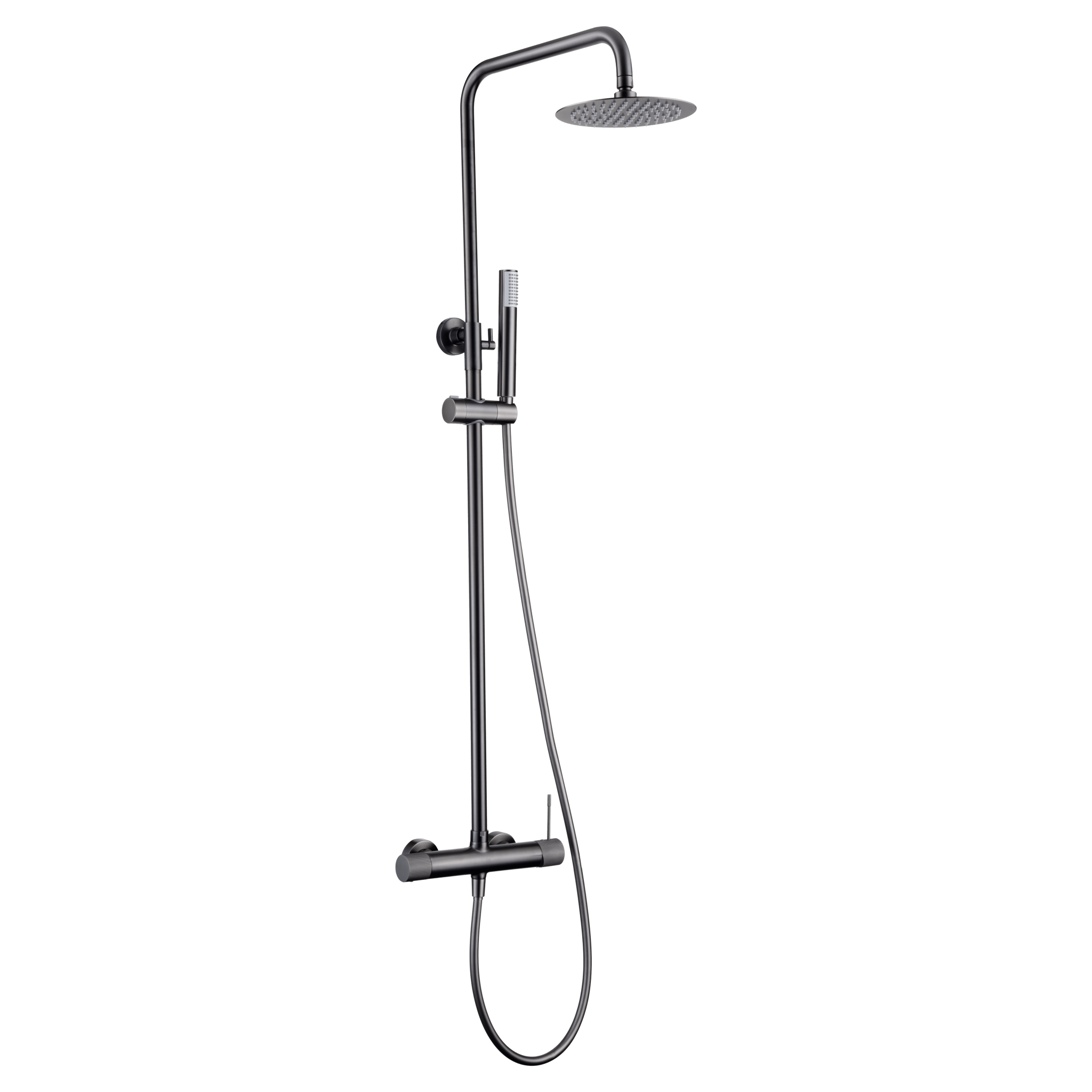 Imex - Conjunto ducha monomando Line black gun metal - BricoandPool