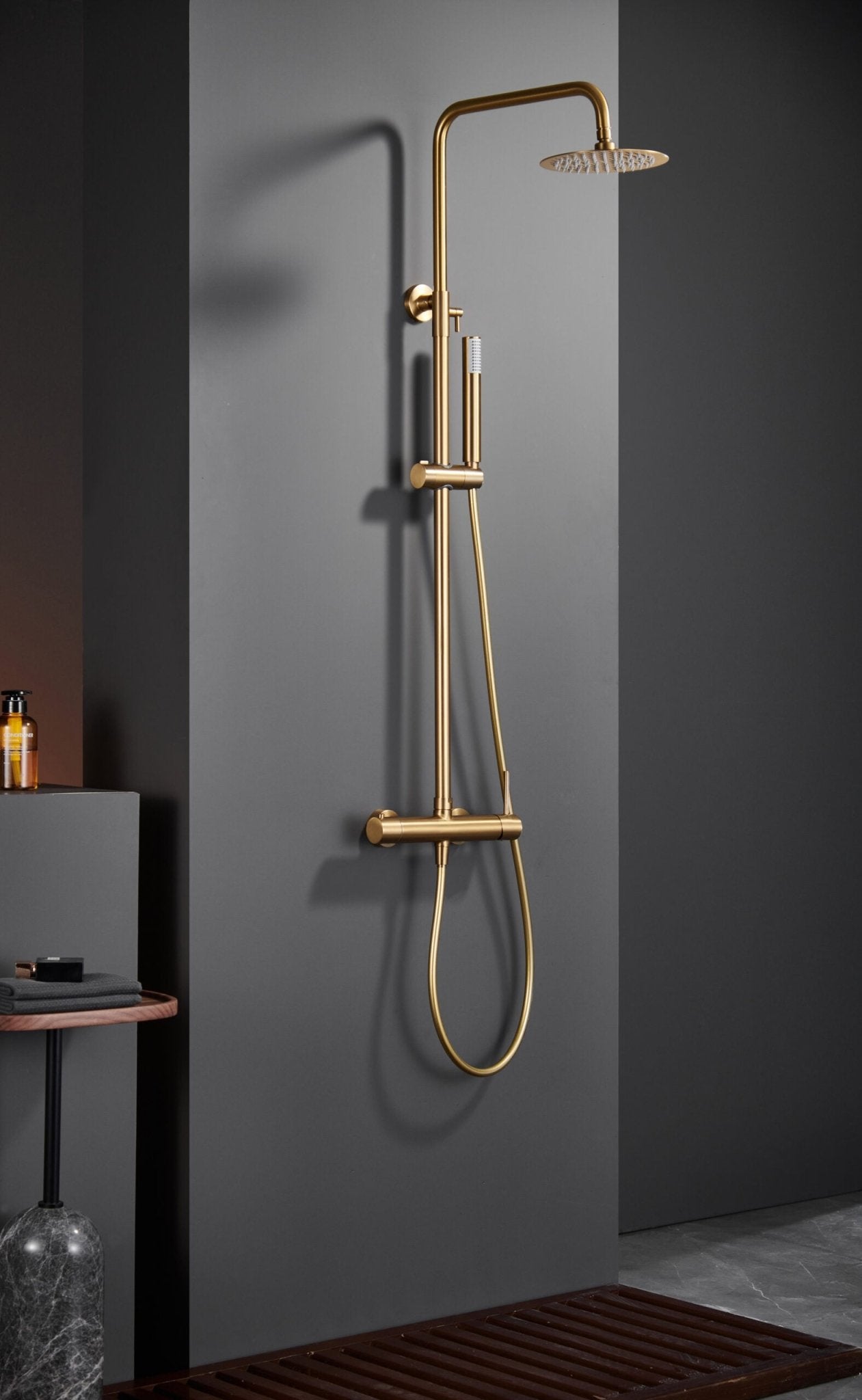 Imex - Conjunto ducha monomando Monza oro cepillado - BricoandPool