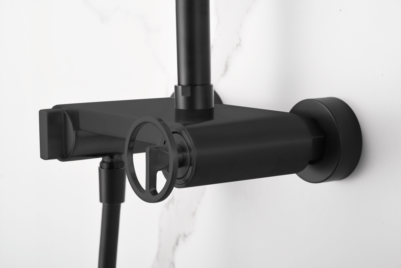 Imex - Conjunto ducha monomando Olimpo negro mate - BricoandPool