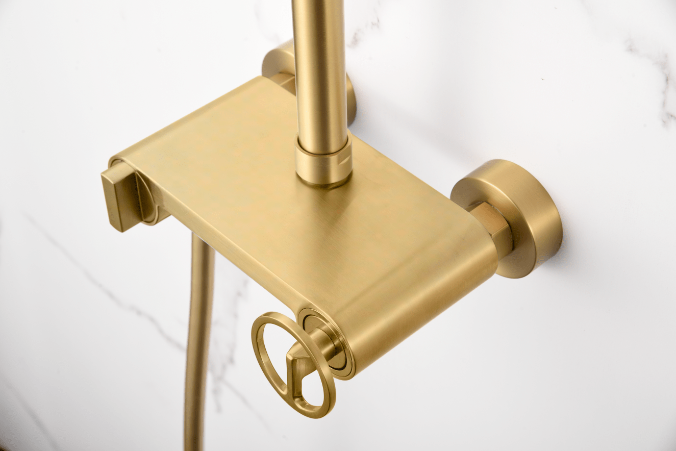 Imex - Conjunto ducha monomando Olimpo oro cepillado - BricoandPool