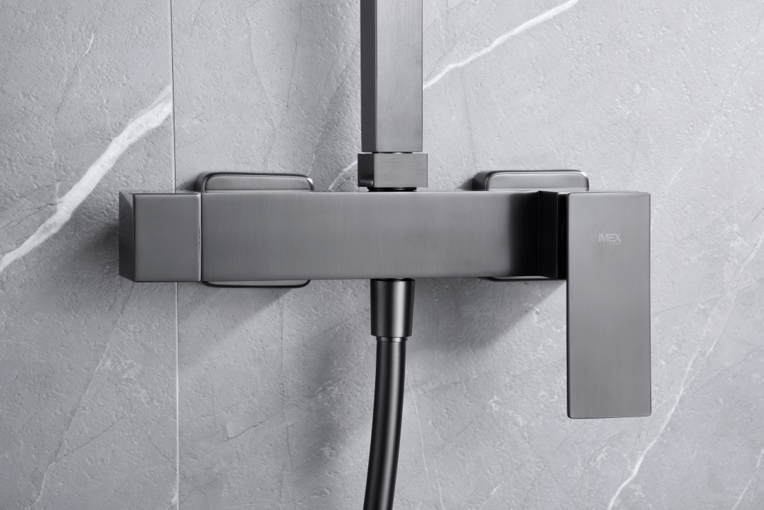 Imex - Conjunto ducha monomando Pisa black gun metal - BricoandPool