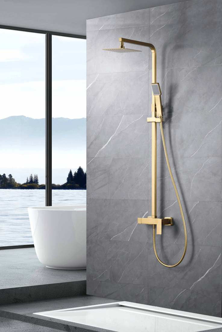 Imex - Conjunto ducha monomando Pisa oro cepillado - BricoandPool