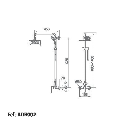Imex - Conjunto ducha monomando Roma negro mate - BricoandPool