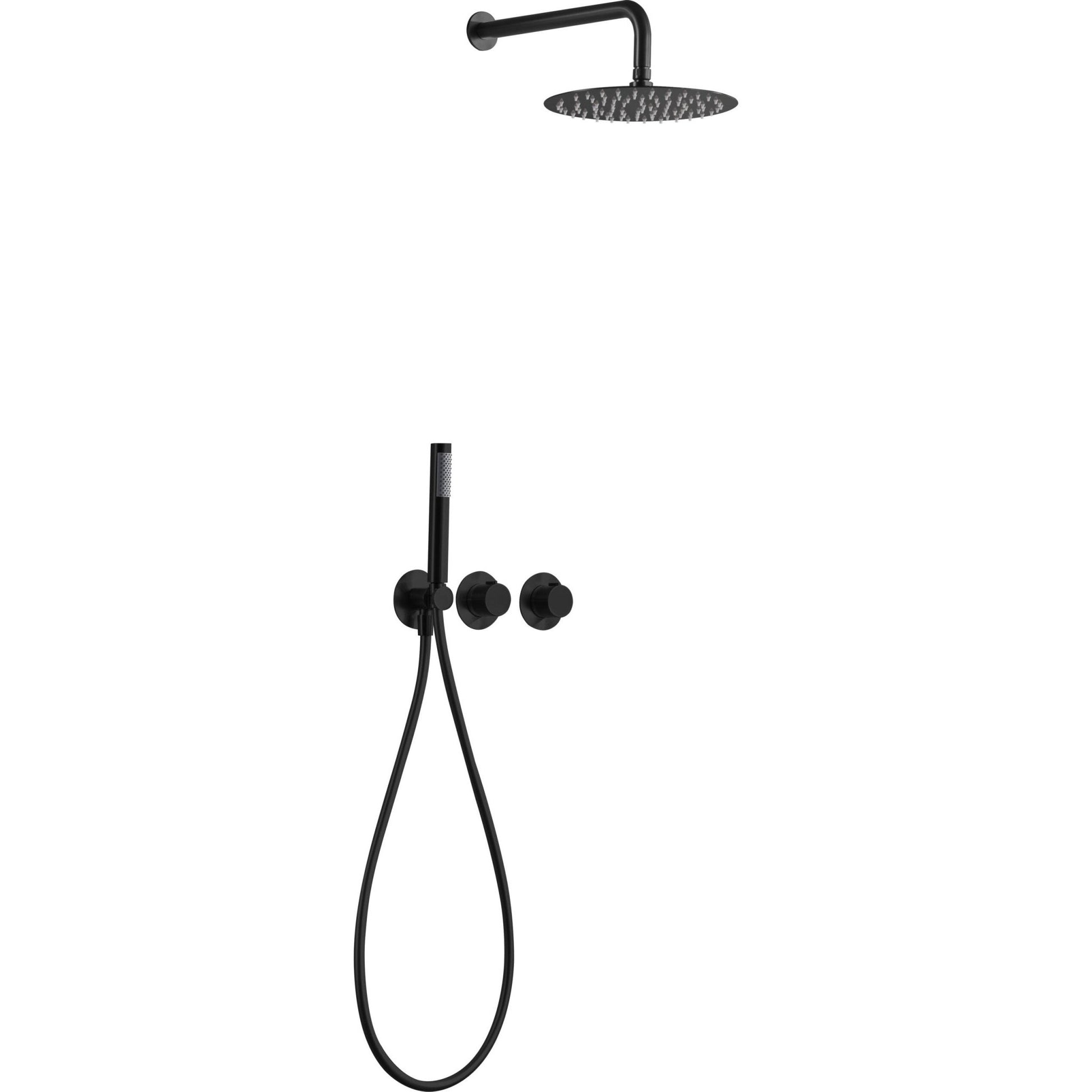 Imex - Conjunto ducha termostático empotrado Assen negro mate - BricoandPool