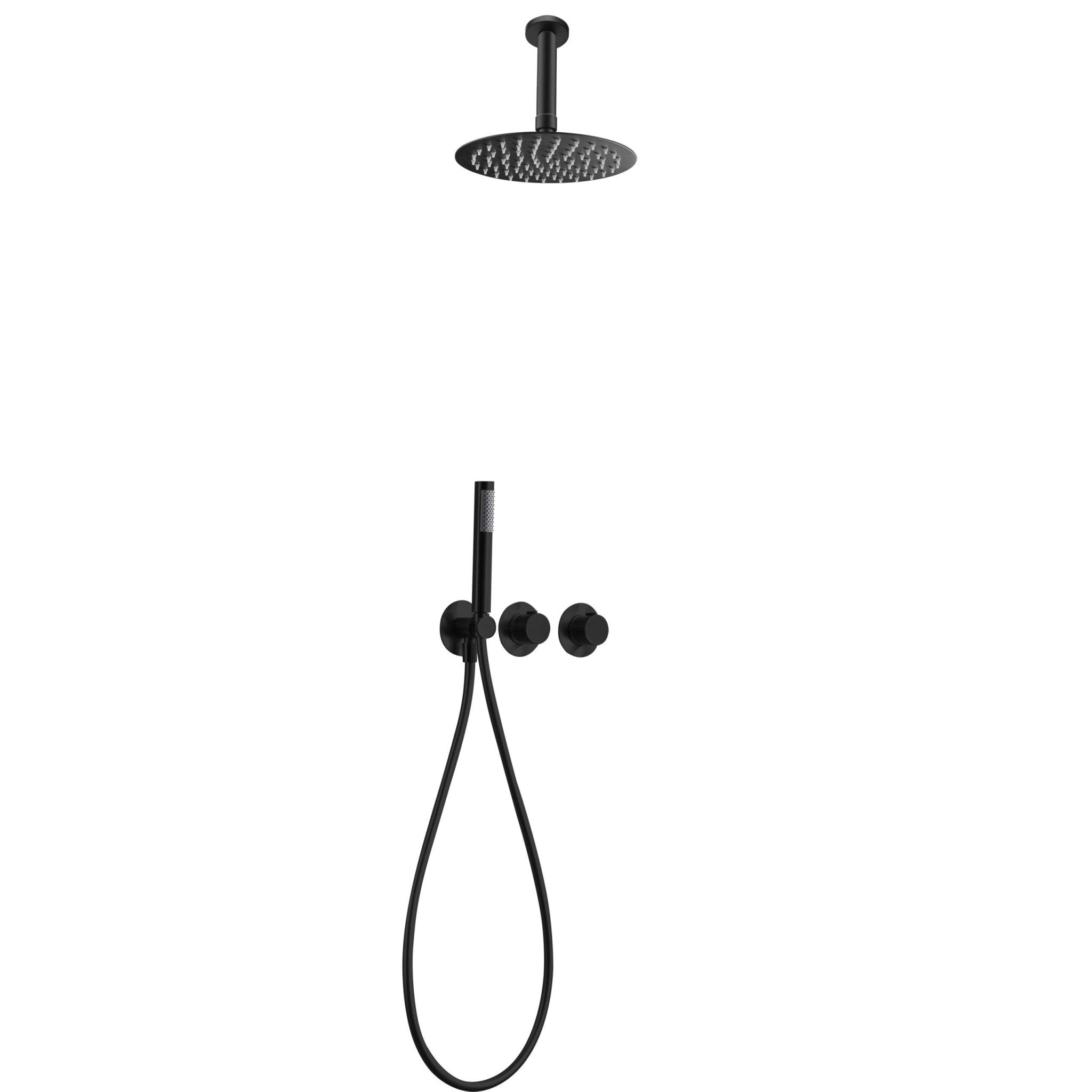 Imex - Conjunto ducha termostático empotrado Breda negro mate - BricoandPool